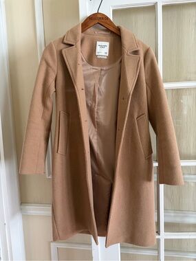 Abercrombie & Fitch Tan Wool-Blend Trench Coat